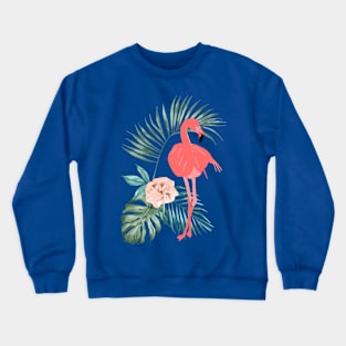 Flamingo Bird Plants Rose Crewneck Sweatshirt